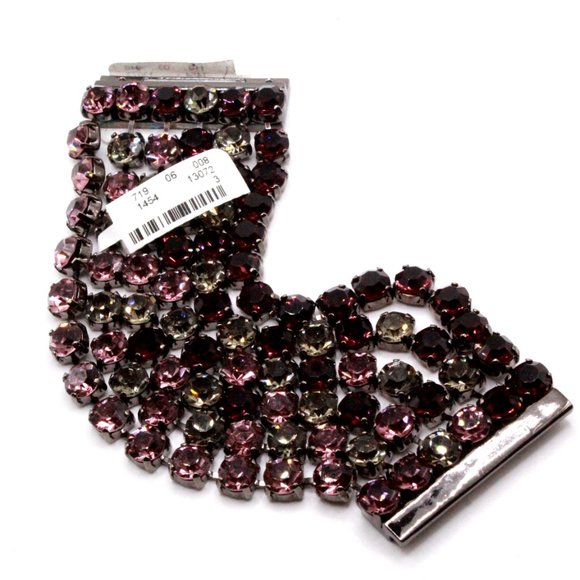 NWT $215 Nieman Marcus Mauve Purple Eggplant Wide Six Rows Blackened Bracelet - Picture 5 of 11